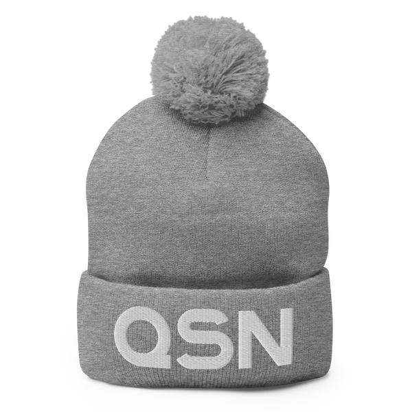 QSN Pom-Pom Beanie - White Logo