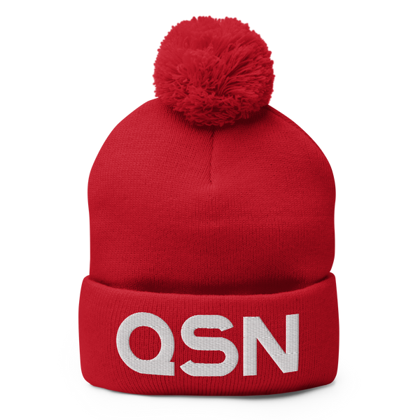 QSN Pom-Pom Beanie - White Logo