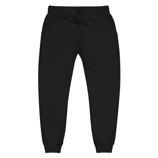 QSN Embroidered Unisex Fleece Sweatpants - Black Logo