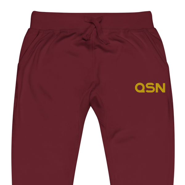 QSN Embroidered Unisex Fleece Sweatpants - Gold Logo