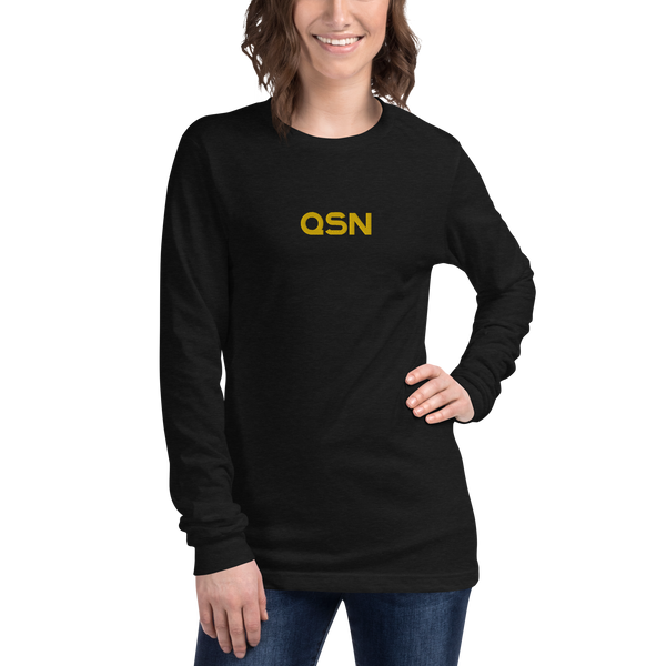 QSN Embroidered Unisex Long Sleeve Tee - Gold Logo