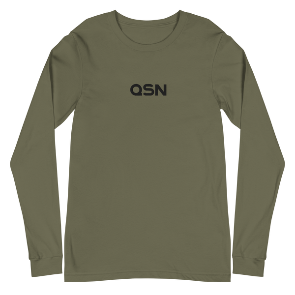 QSN Embroidered Unisex Long Sleeve Tee - Black Logo