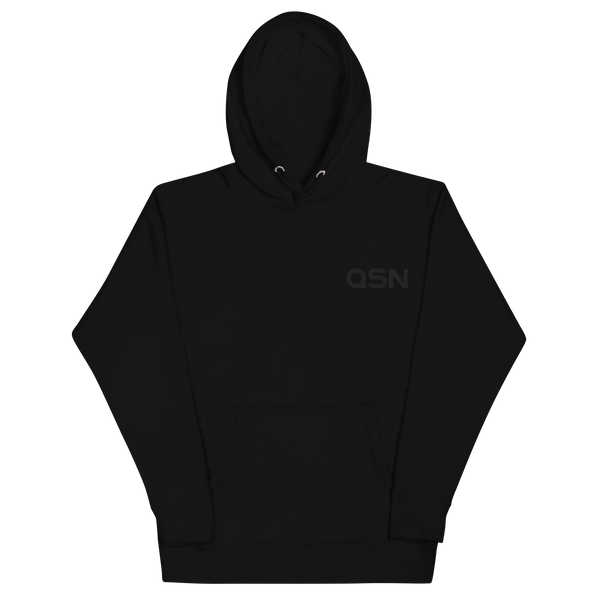 QSN Embroidered Premium Unisex Hoodie - Black Logo