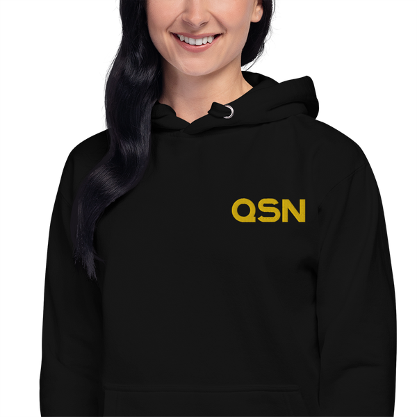 QSN Embroidered Premium Unisex Hoodie - Gold Logo