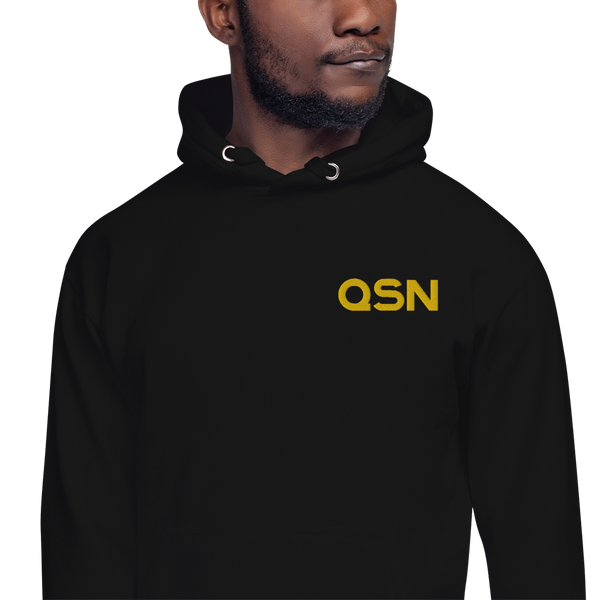 QSN Embroidered Premium Unisex Hoodie - Gold Logo