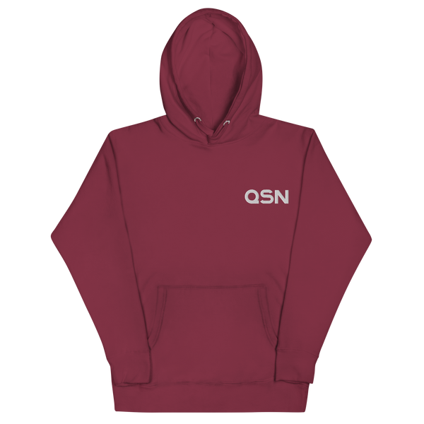 QSN Embroidered Premium Unisex Hoodie - White Logo