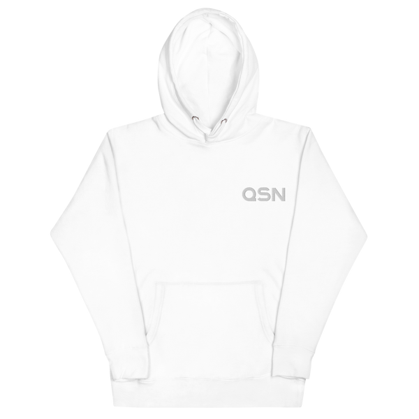 QSN Embroidered Premium Unisex Hoodie - White Logo
