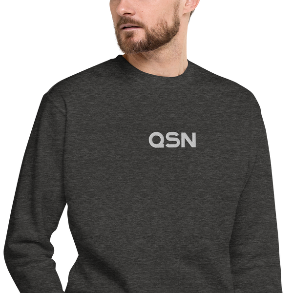 QSN Embroidered Unisex Premium Sweatshirt - White Logo