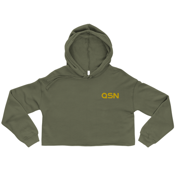 QSN Women's Embroidered Crop Hoodie - Gold Logo