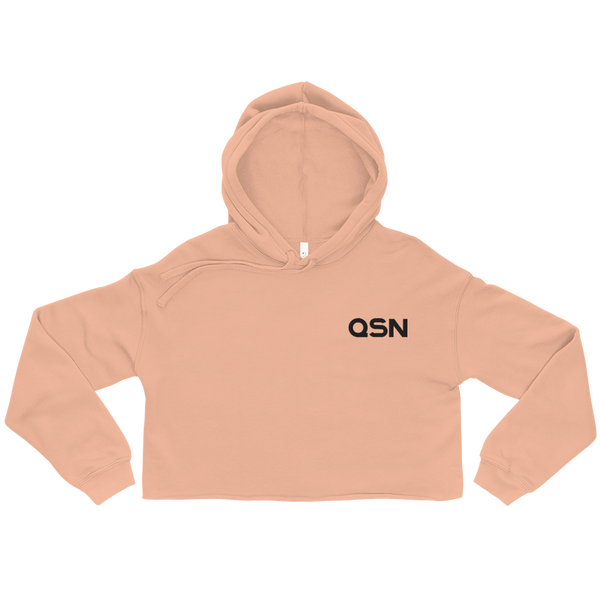 QSN Women's Embroidered Crop Hoodie - Black Logo