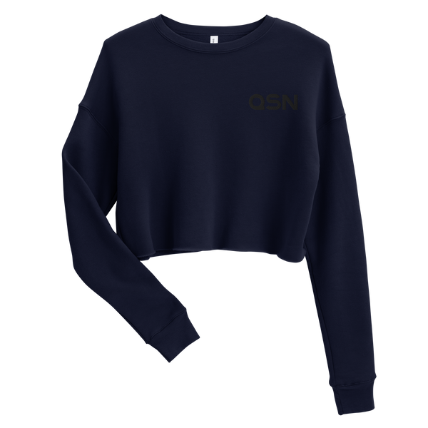 QSN Women's Embroidered Crop Sweatshirt - Black Logo