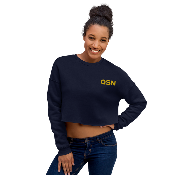 QSN Women's Embroidered Crop Sweatshirt - Gold Logo