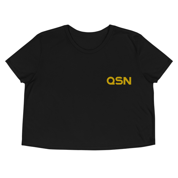 QSN Embroidered Crop Tee - Gold Logo