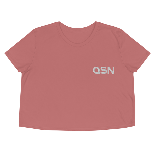 QSN Embroidered Crop Tee - White Logo