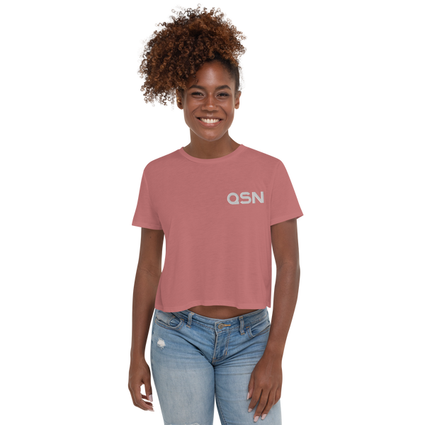 QSN Embroidered Crop Tee - White Logo