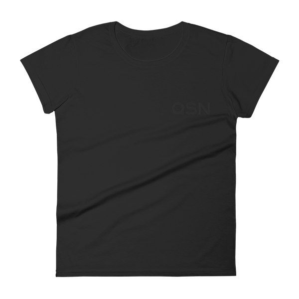 QSN Women's Embroidered Fashion Fit T-Shirt - Black Logo