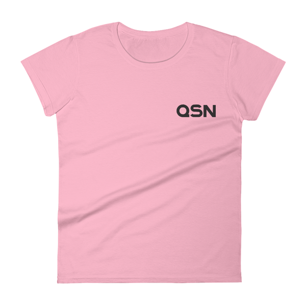 QSN Women's Embroidered Fashion Fit T-Shirt - Black Logo