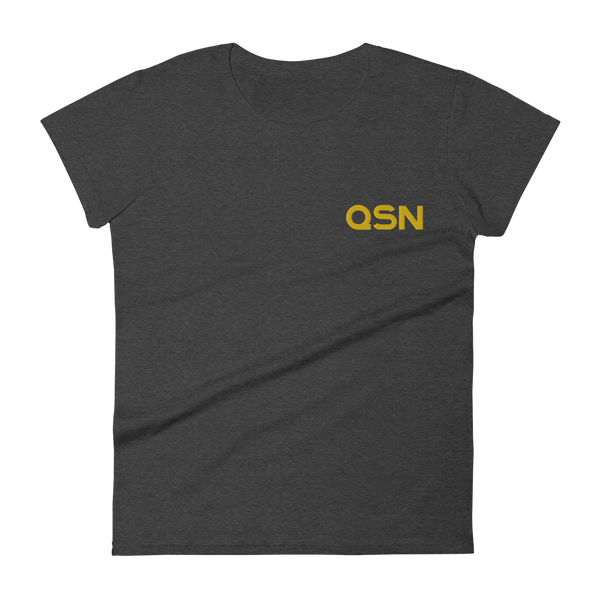 QSN Women's Embroidered Fashion Fit T-Shirt - Gold Logo