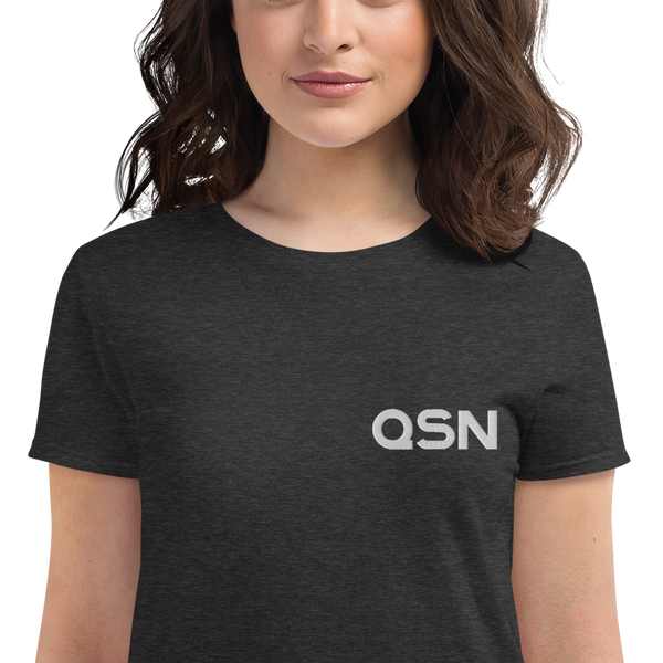 QSN Women's Embroidered Fashion Fit T-Shirt - White Logo