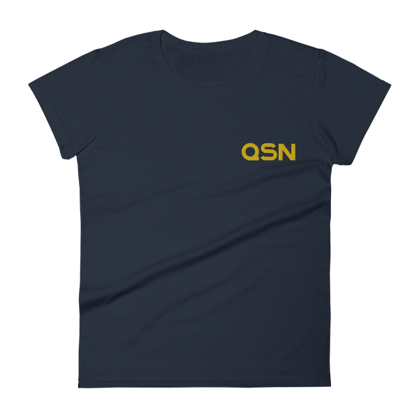 QSN Women's Embroidered Fashion Fit T-Shirt - Gold Logo