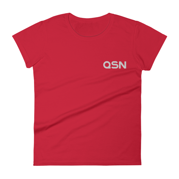QSN Women's Embroidered Fashion Fit T-Shirt - White Logo